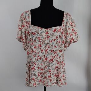 Torrid Peplum Challis Puff Short Sleeve Top